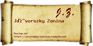 Jávorszky Zenina névjegykártya